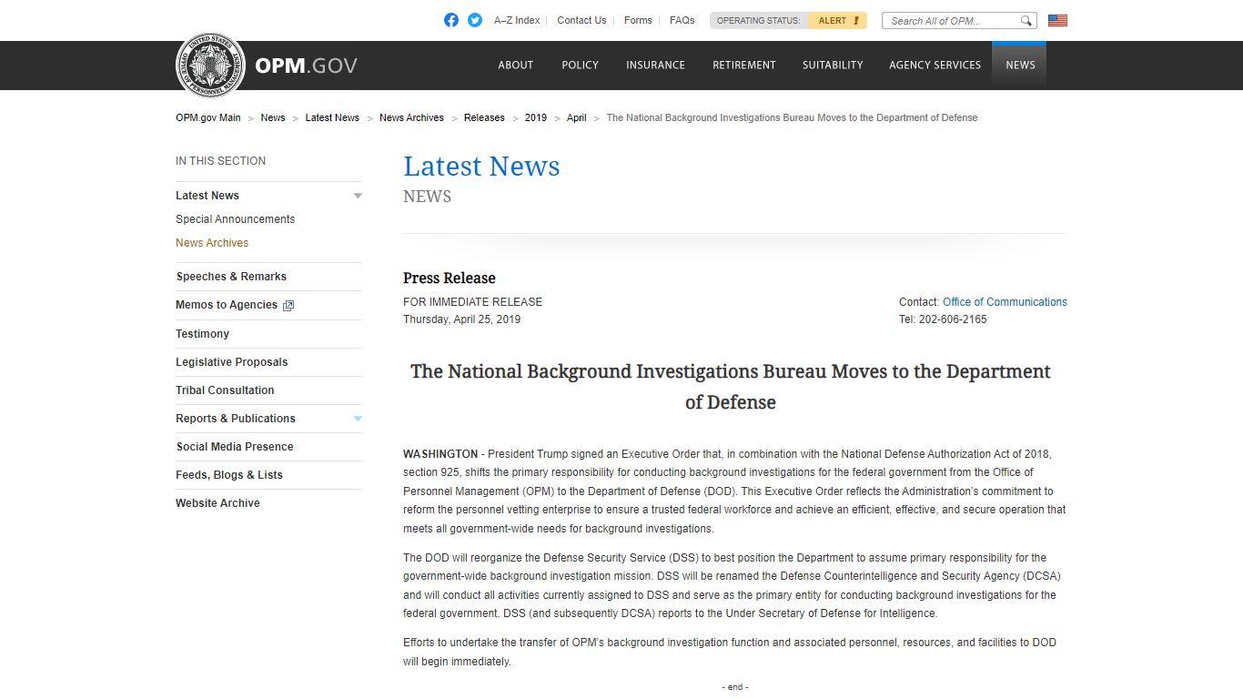 The National Background Investigations Bureau Moves to the Department ...