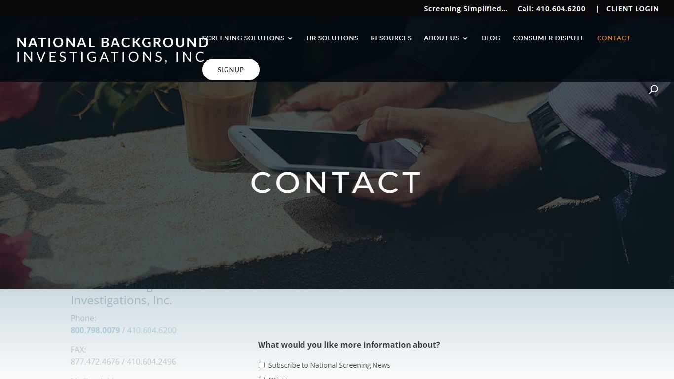 Contact - National Background Investigations